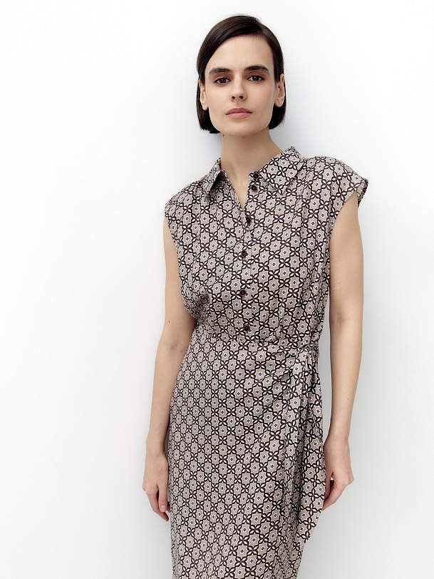 Платье из 100% тенселя с имитацией запаха