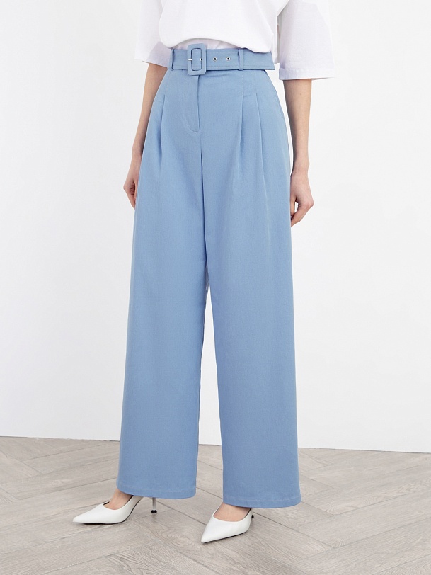 Брюки-палаццо женские голубые