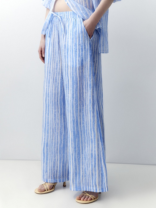 Брюки в полоску из лёгкой хлопковой ткани