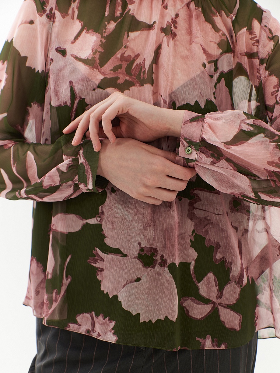 Свободная  блуза из принтованного шифона