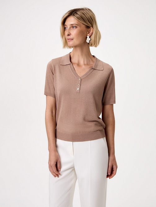 Джемпер-поло из вискозной пряжи с люрексом