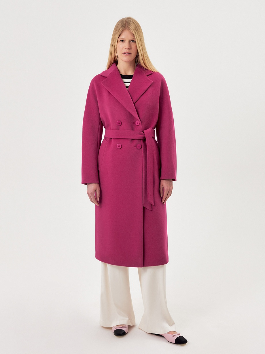 Двубортное пальто из шерсти с мембраной