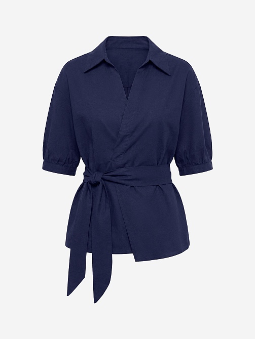 Блуза на запах из хлопка и льна