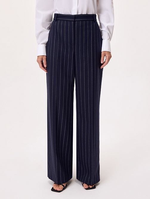 Брюки из костюмной ткани с полосками люрекса