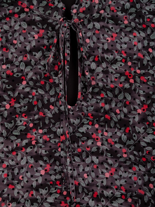 Свободное короткое платье с растительным принтом