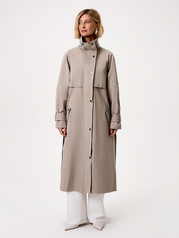 Непромокаемый хлопковый плащ с высоким воротником