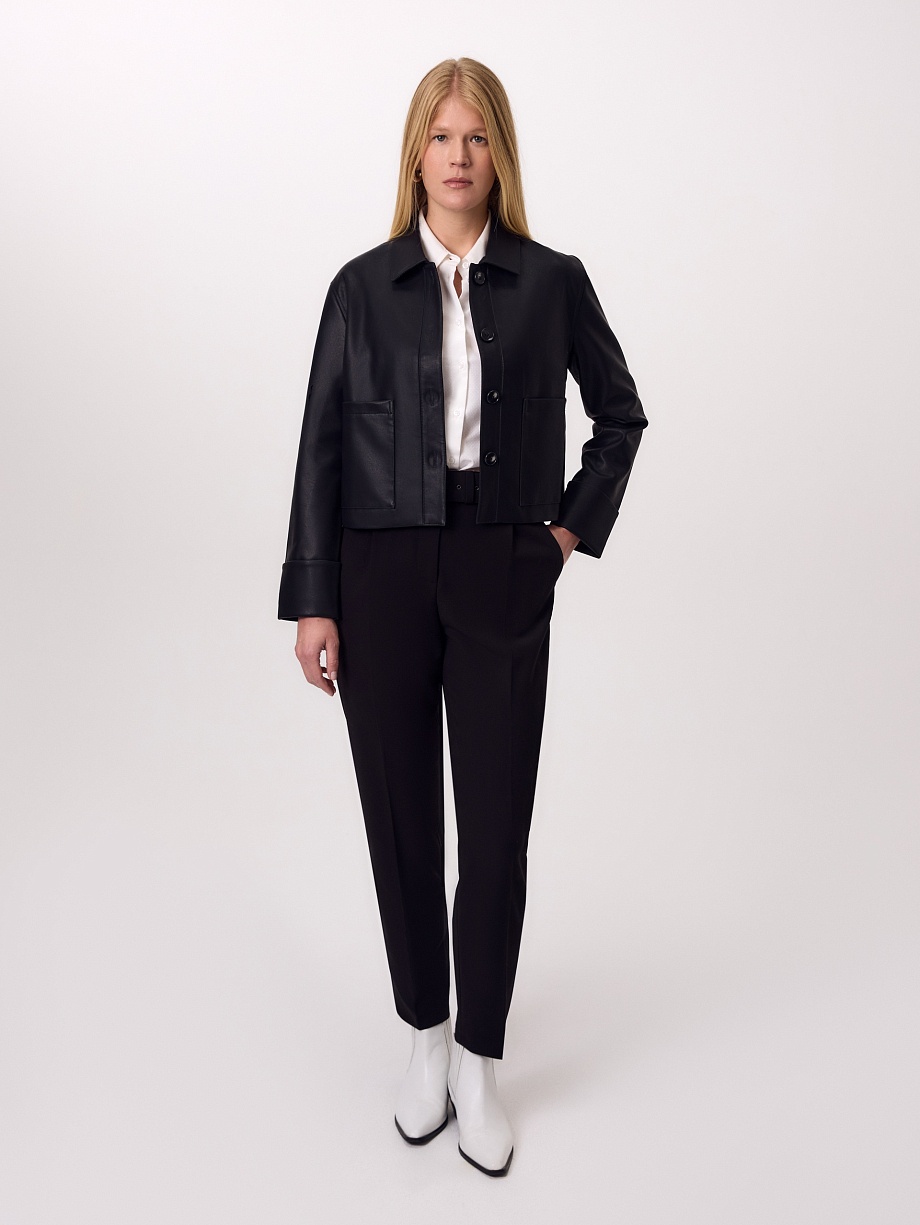 Укороченный жакет из экокожи