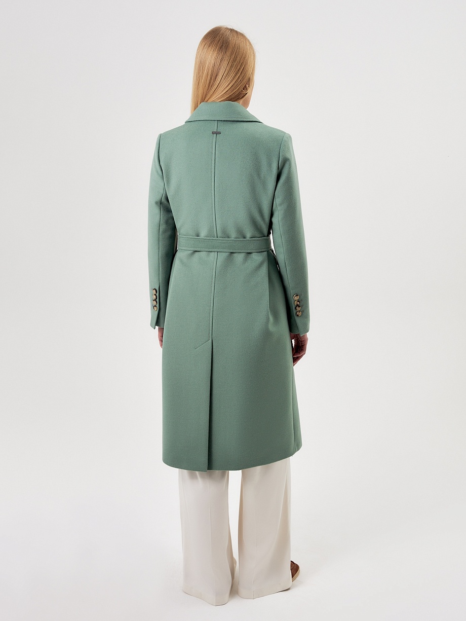 Двубортное пальто-трапеция с мембраной