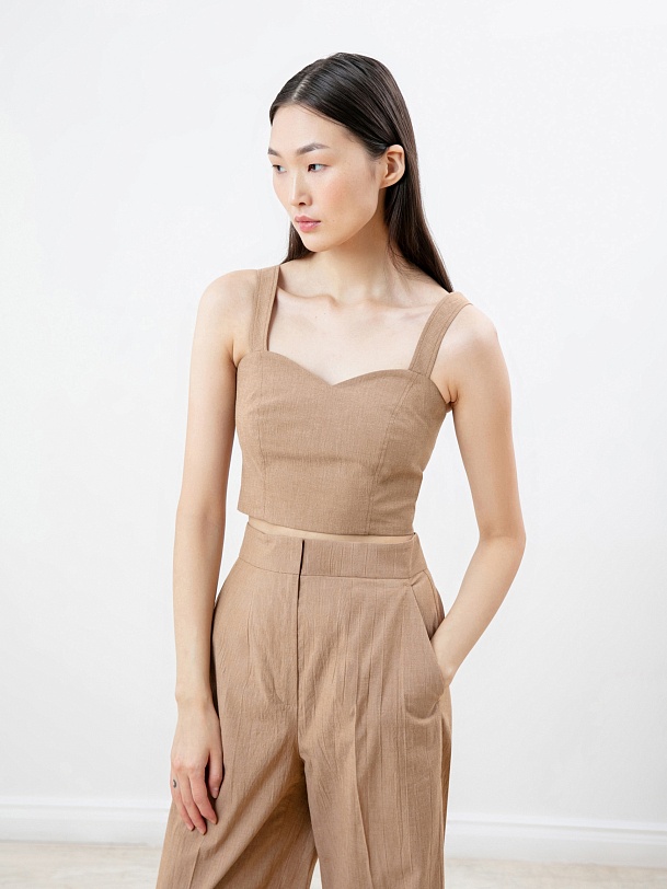 Топ женский на бретельках цвета капучино