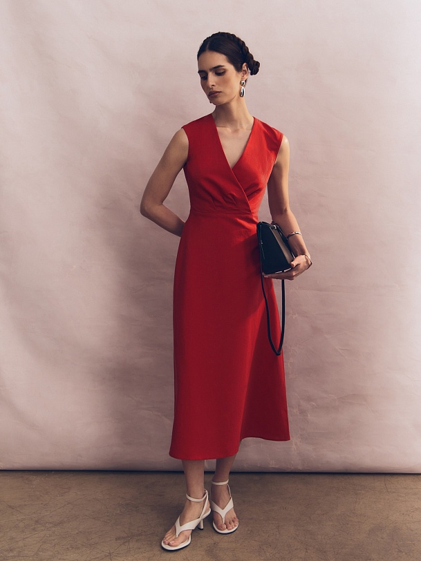 Вечернее платье из хлопка и льна