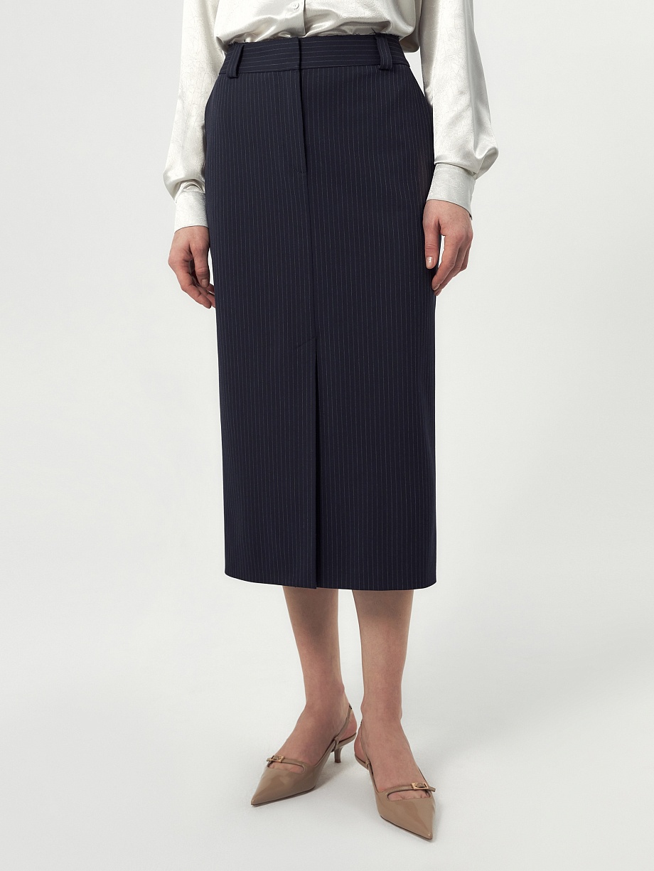 Юбка миди из костюмной ткани с открытым срезом