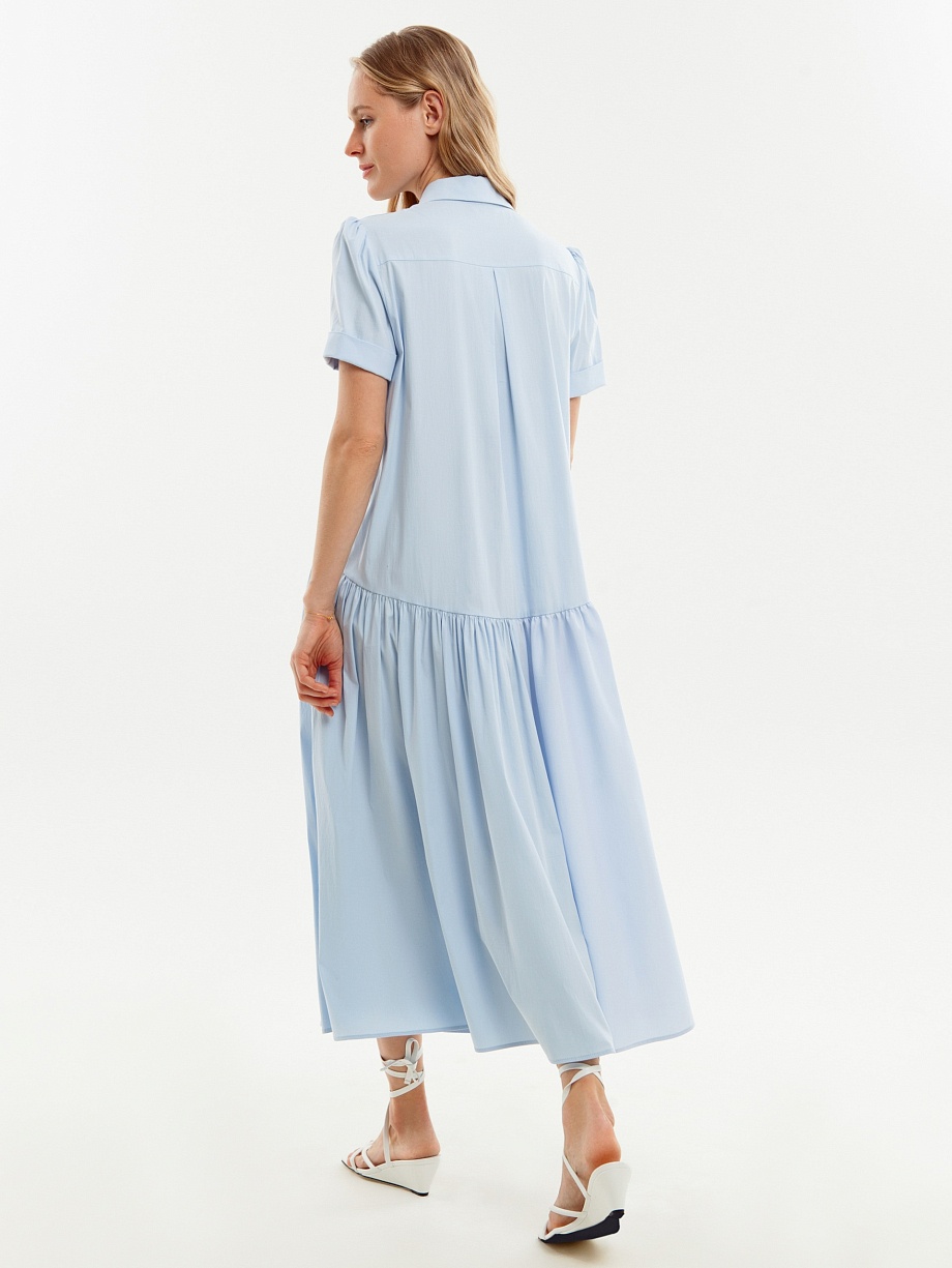 Хлопковое платье-рубашка с поясом