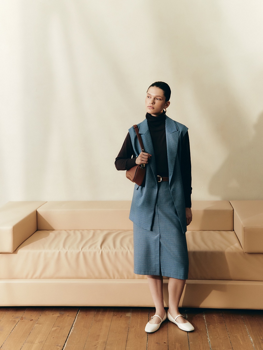 Юбка-карандаш из костюмной ткани в клетку