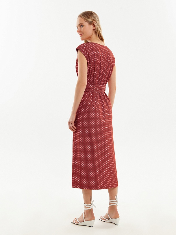 Удлиненное платье из хлопка в горошек