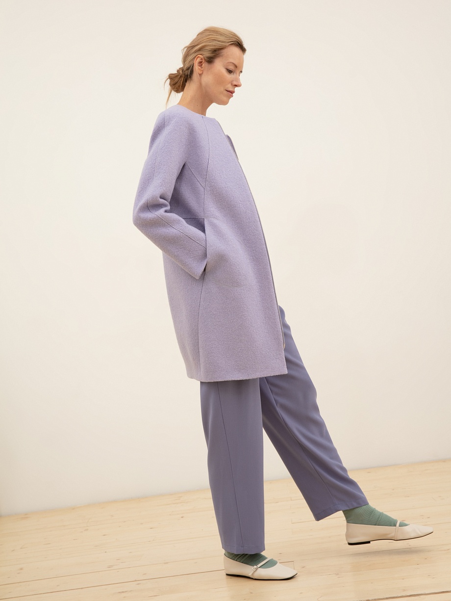 Шерстяное пальто на молнии