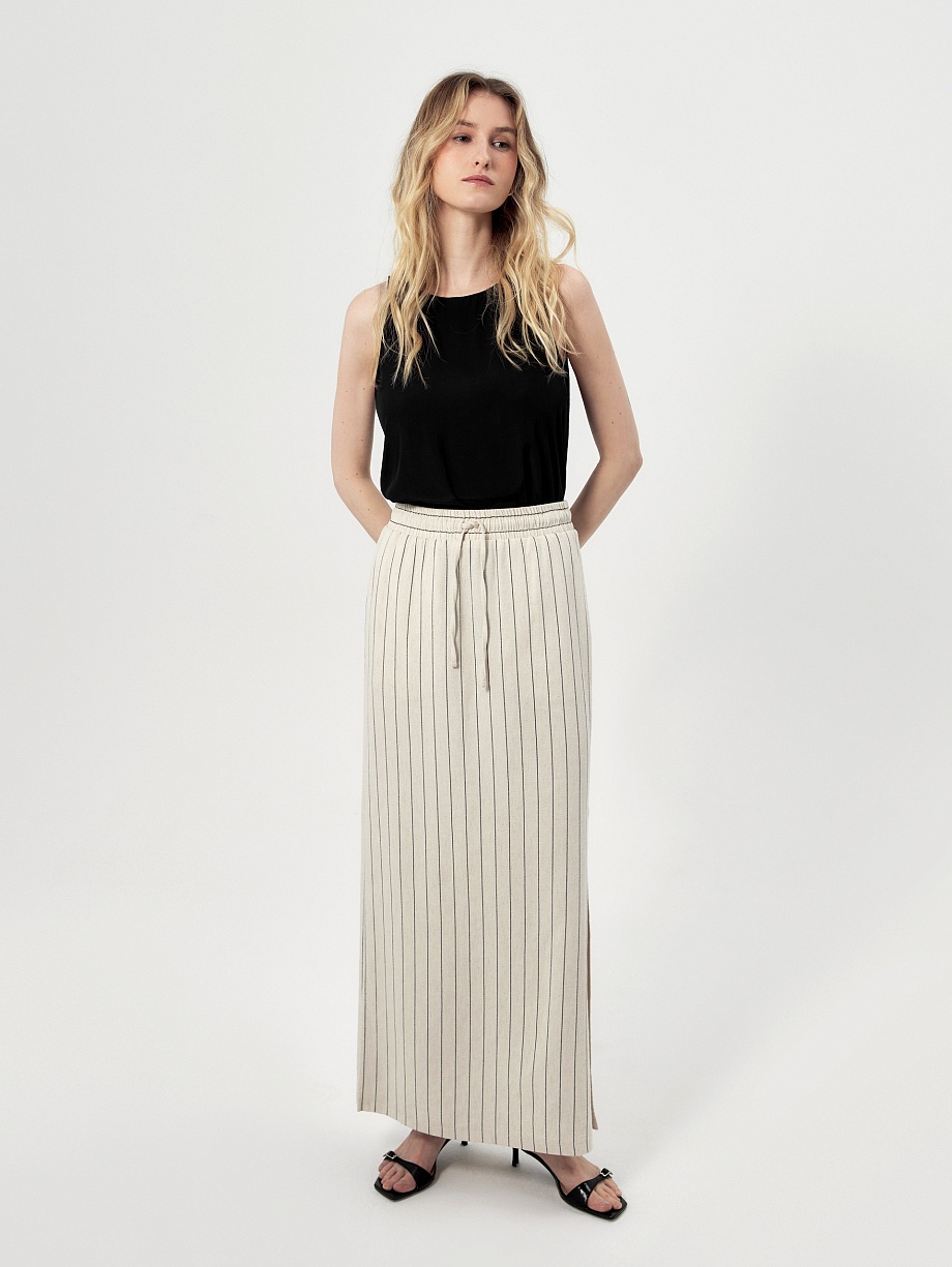 Летняя юбка макси из натуральной ткани