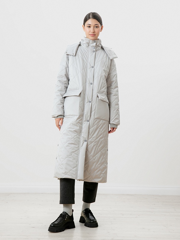 Стеганое зимнее пальто с мембраной и капюшоном