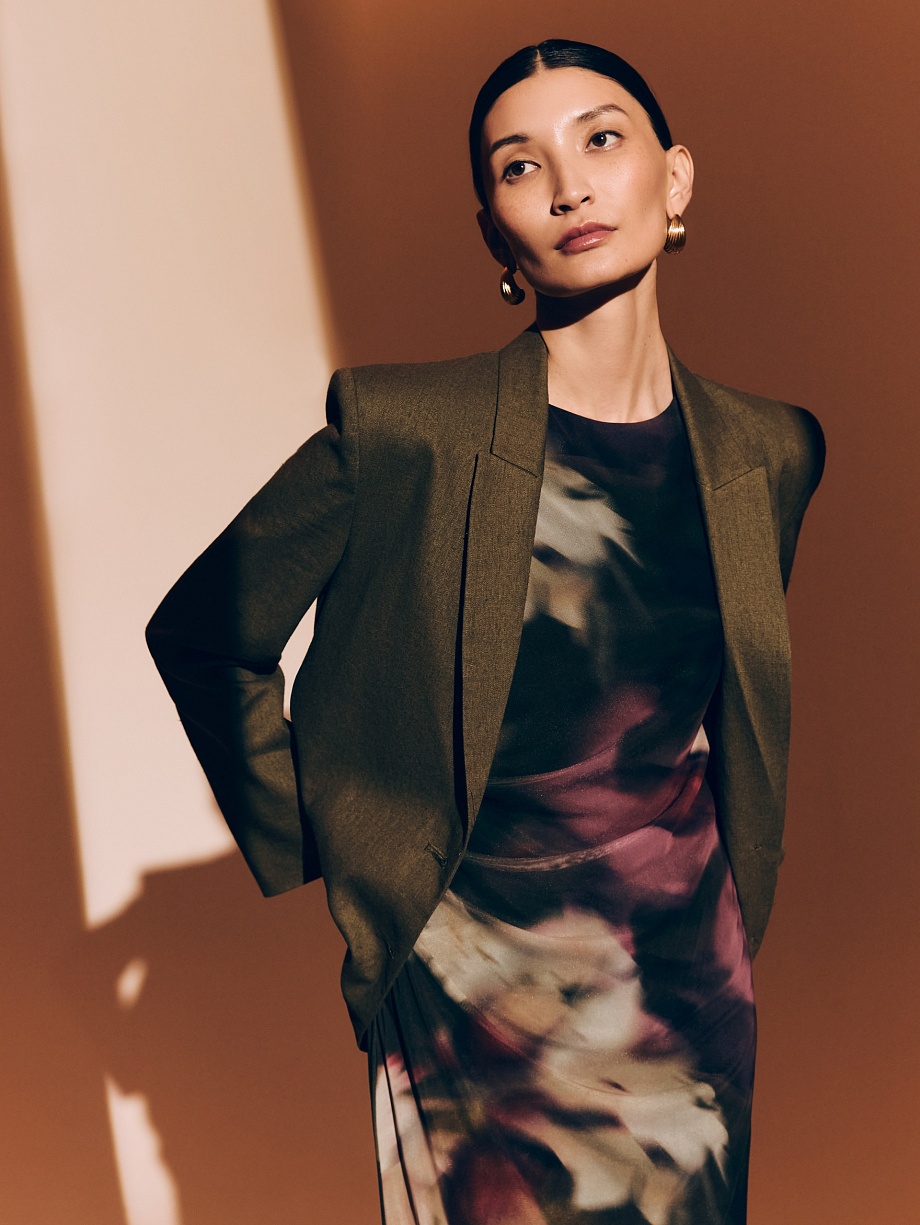 Прямой жакет из смесового льна