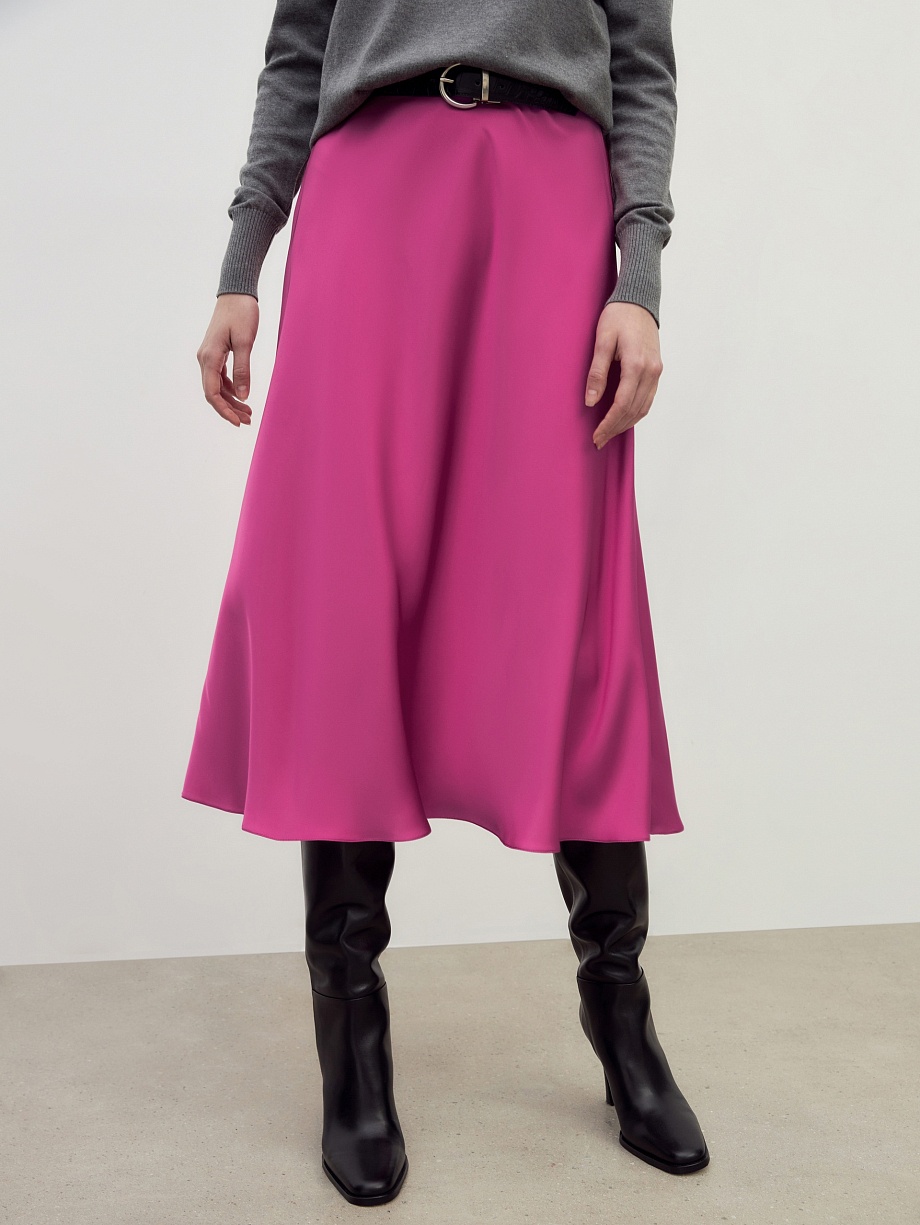 Яркая струящаяся юбка миди на эластичном поясе