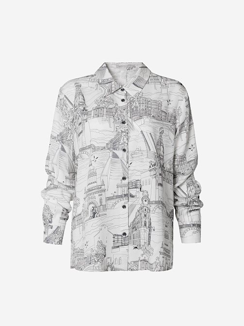 Блуза из 100% тенселя с петербургским принтом POMPA