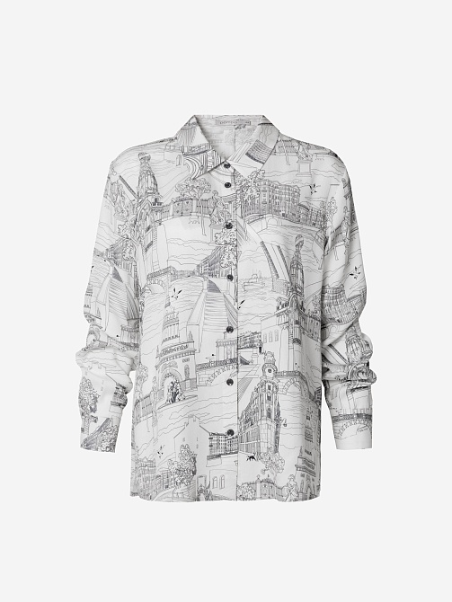 Блуза из 100% тенселя с петербургским принтом