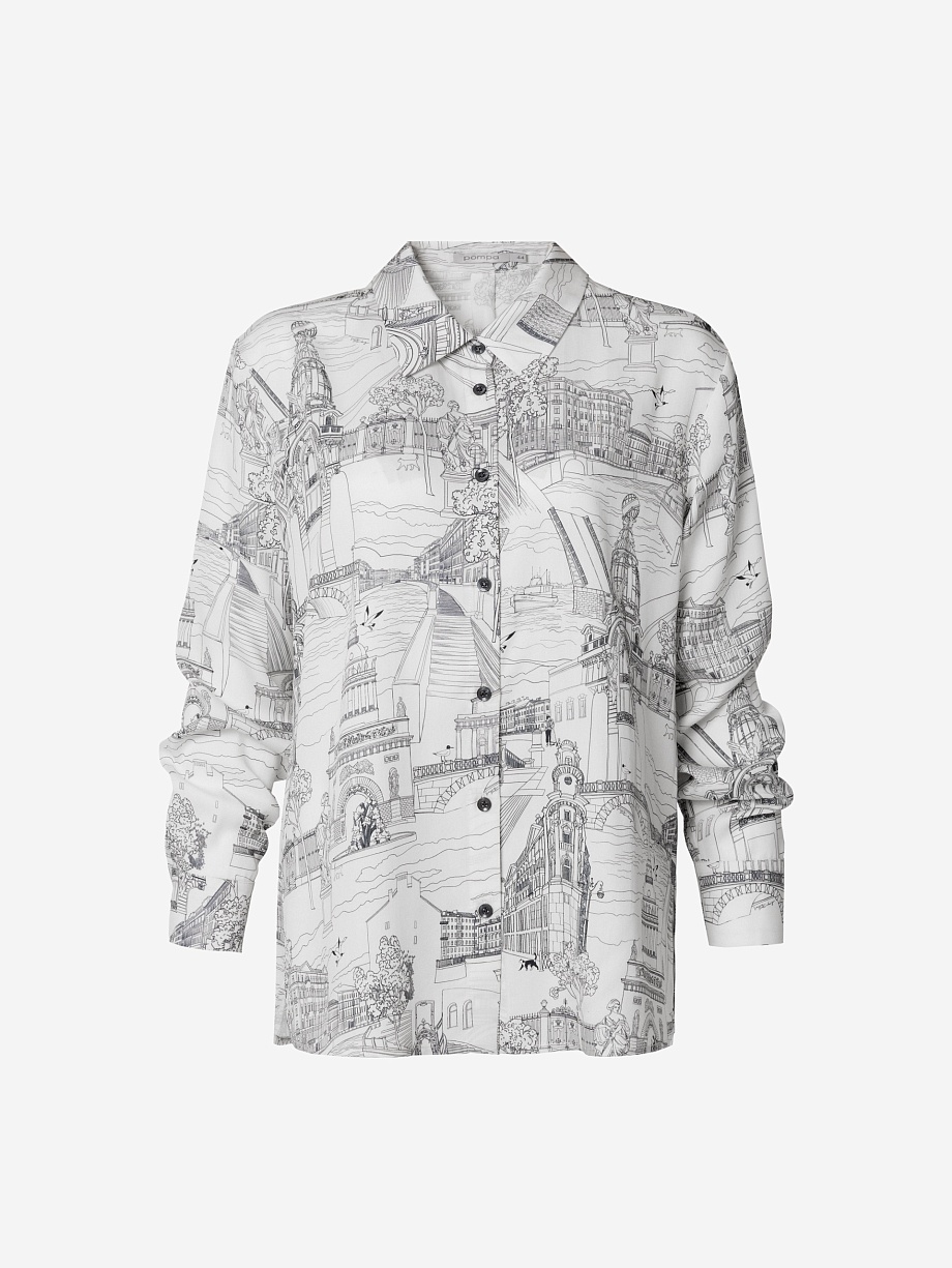Блуза из 100% тенселя с петербургским принтом