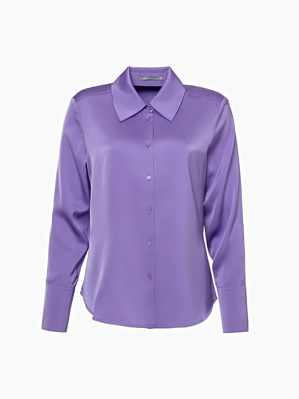 Приталенная блузка из сиреневой атласной ткани POMPA арт.1149001me0774