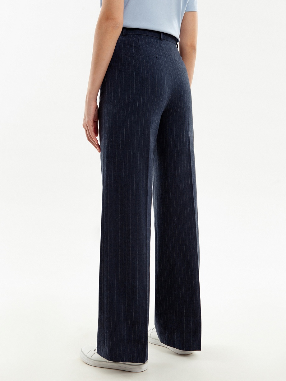 Свободные брюки из 100% хлопковой костюмной ткани в полоску