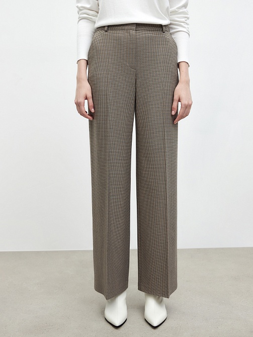 Прямые свободные брюки из костюмной ткани "пье-де-пуль"