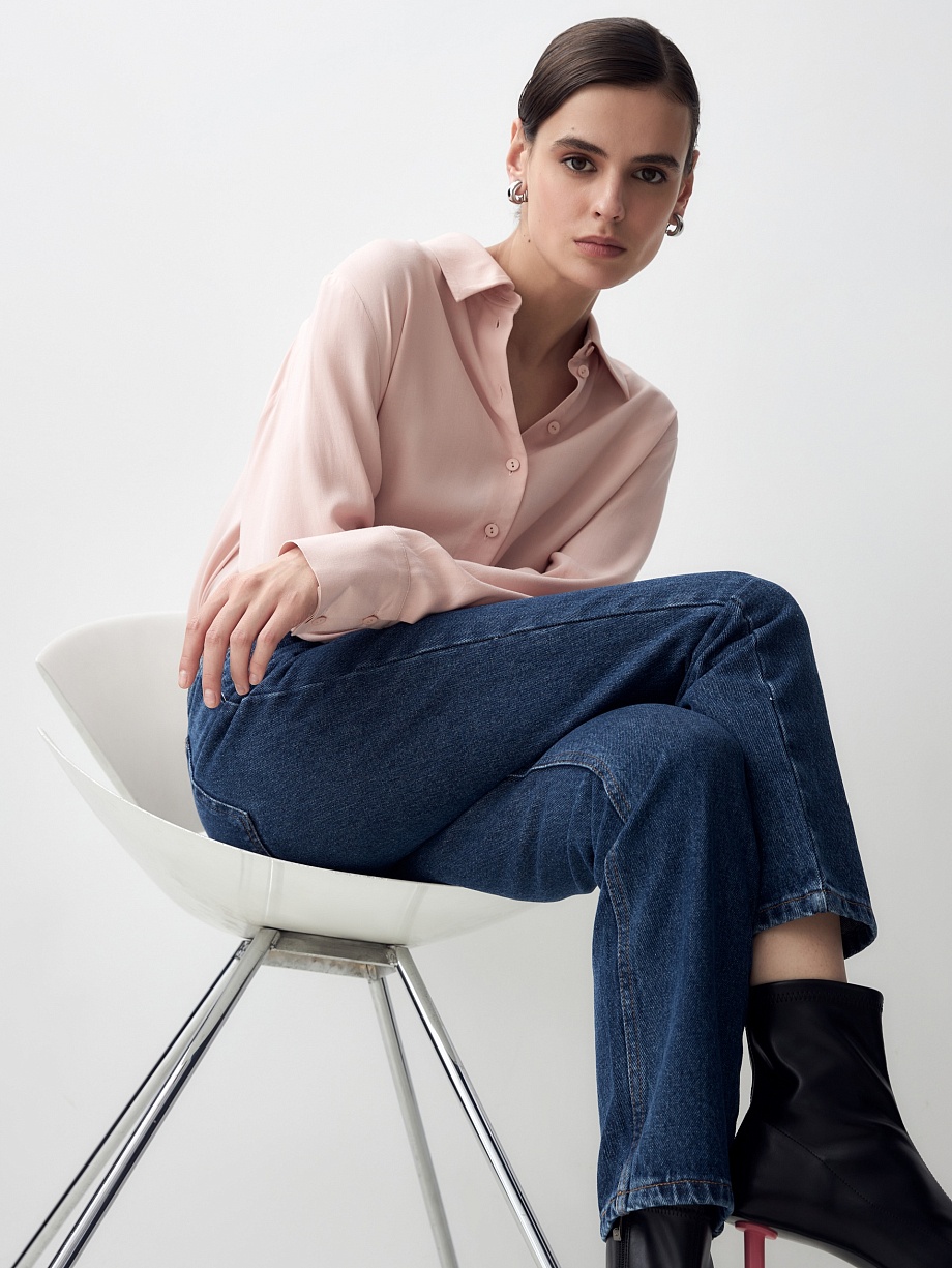 Прямые укороченные джинсы