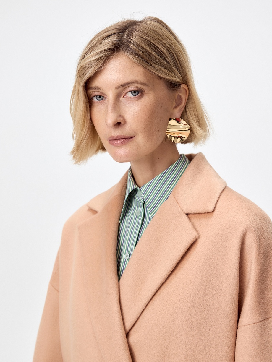 Двубортное пальто из шерсти с мембраной