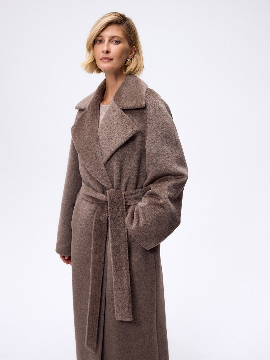 Пальто из шерсти Альпака Беби Сури с мембраной и утеплённой спинкой