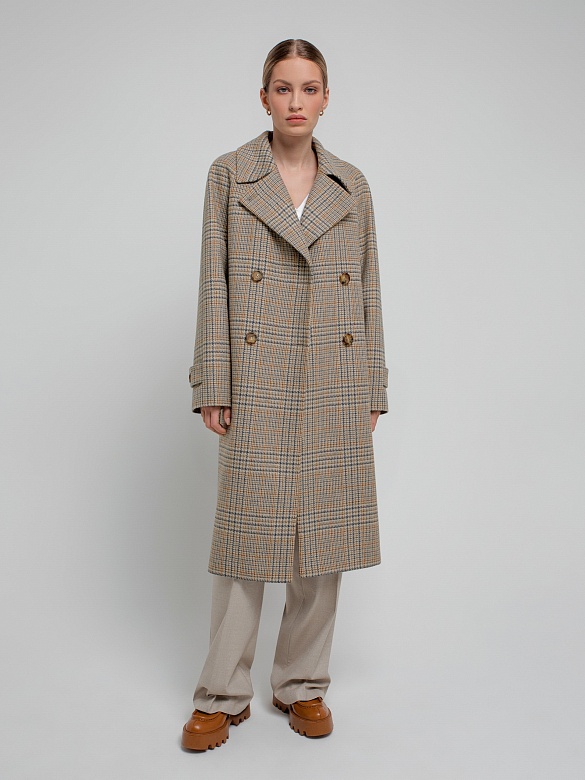 Демисезонное пальто прямого силуэта из твидовой ткани  POMPA арт.3014652p00090