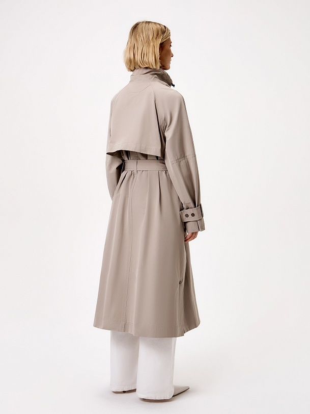 Непромокаемый хлопковый плащ с высоким воротником