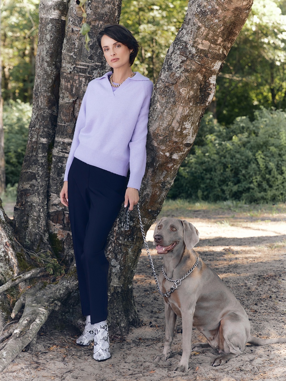 Зауженные брюки со стрелками из костюмной ткани