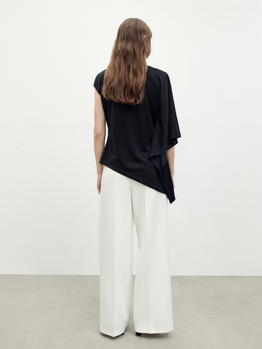 Асимметричная блуза из трикотажа с люрексом