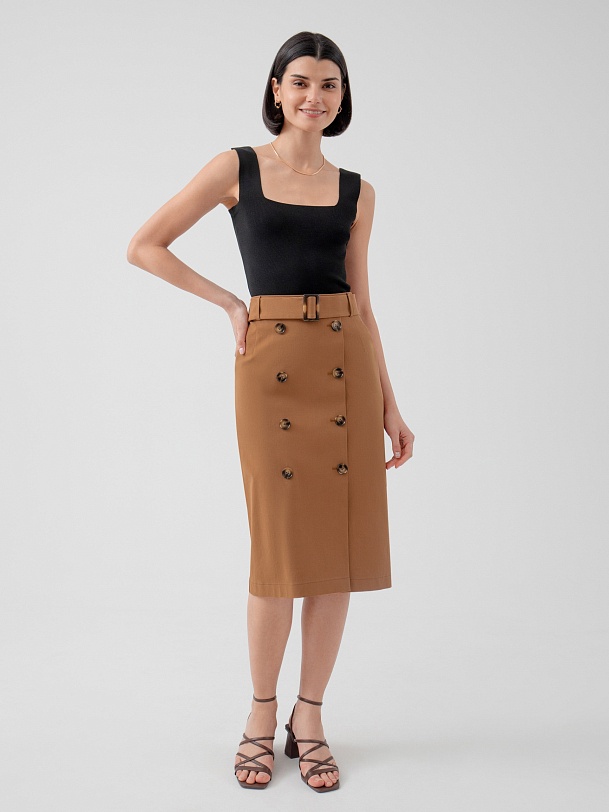 Юбка из хлопка в стиле сафари