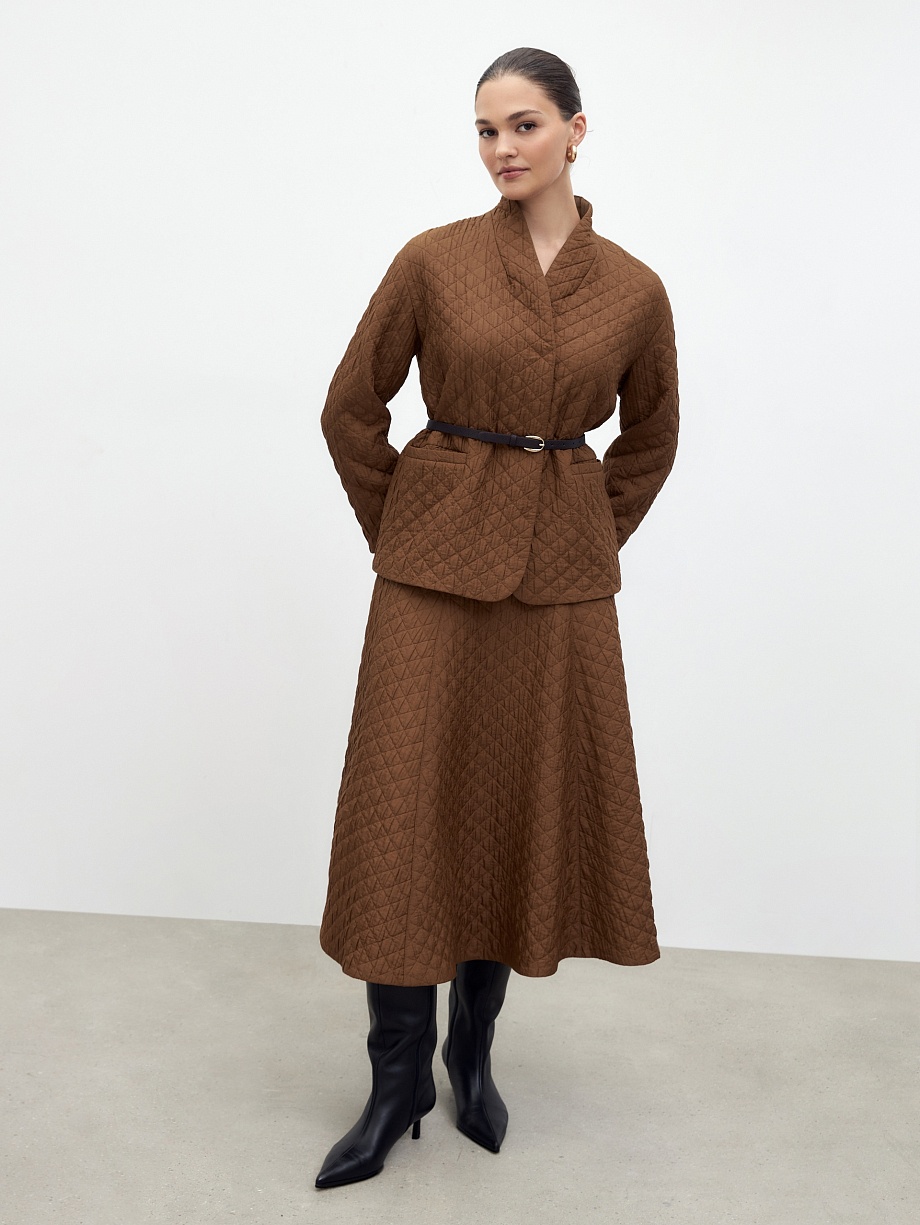 Стёганая расклешенная юбка миди