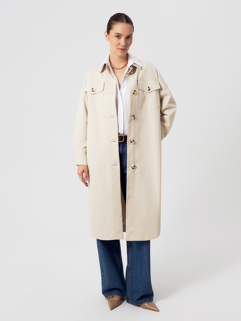 Плащ-рубашка прямого силуэта