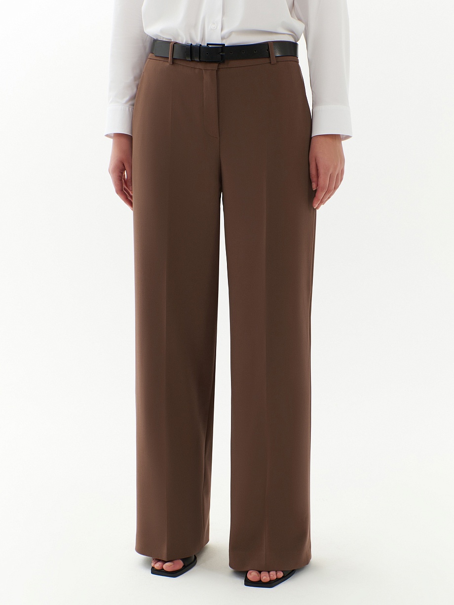 Прямые широкие брюки из костюмной ткани