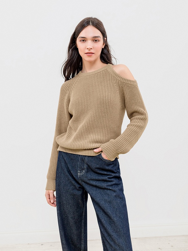 Вязаный джемпер из хлопкого трикотажа