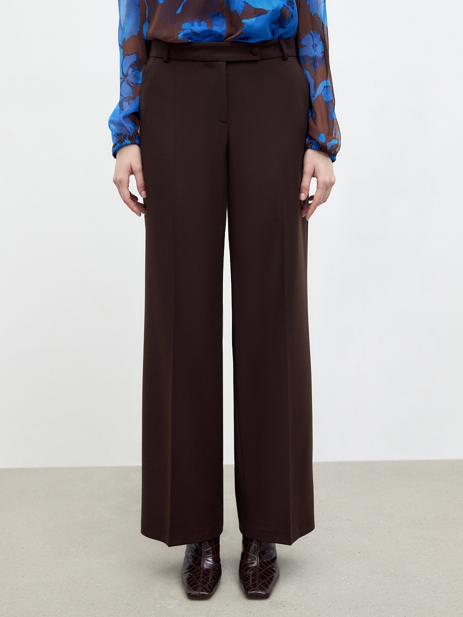 Классические прямые брюки из костюмной ткани с шерстью