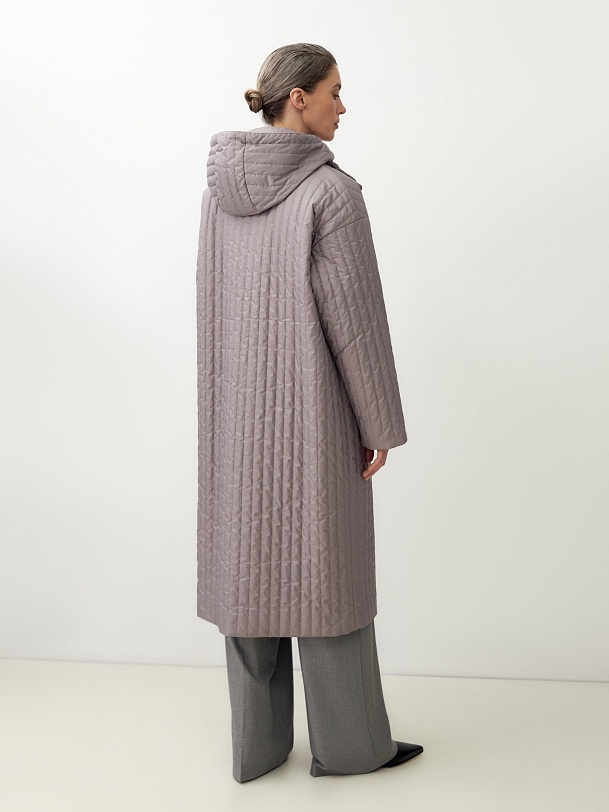 Зимнее стеганое пальто с мембраной и съёмным капюшоном