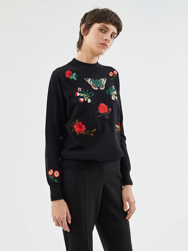 Джемпер из хлопка с вышивкой