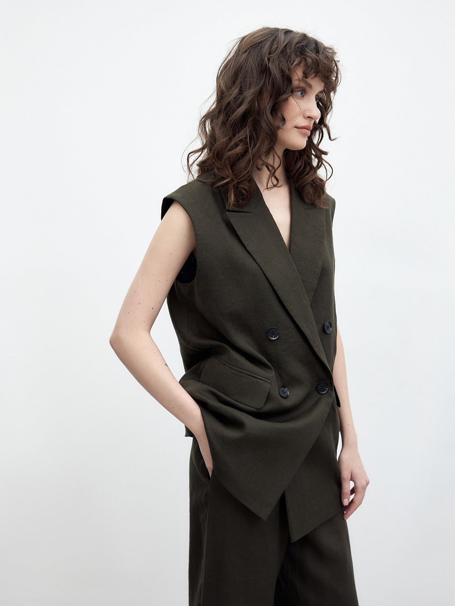 Удлинённый жилет из 100% льна