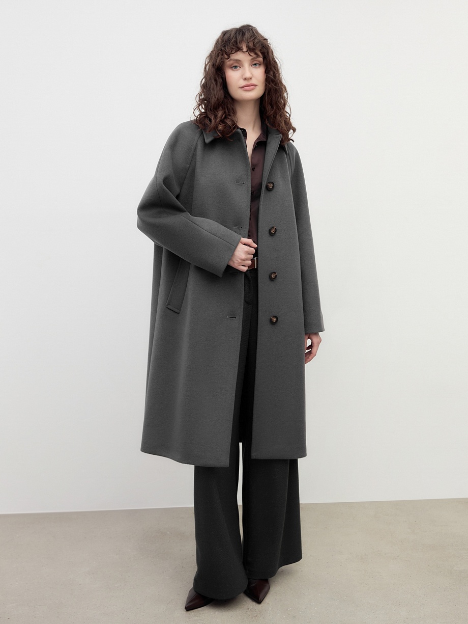 Шерстяное демисезонное пальто с мембраной