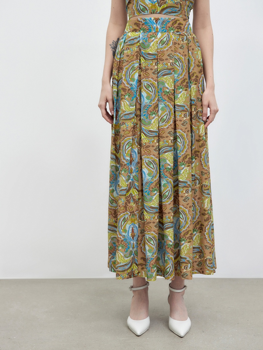 Юбка макси из натуральной ткани в этническом принте