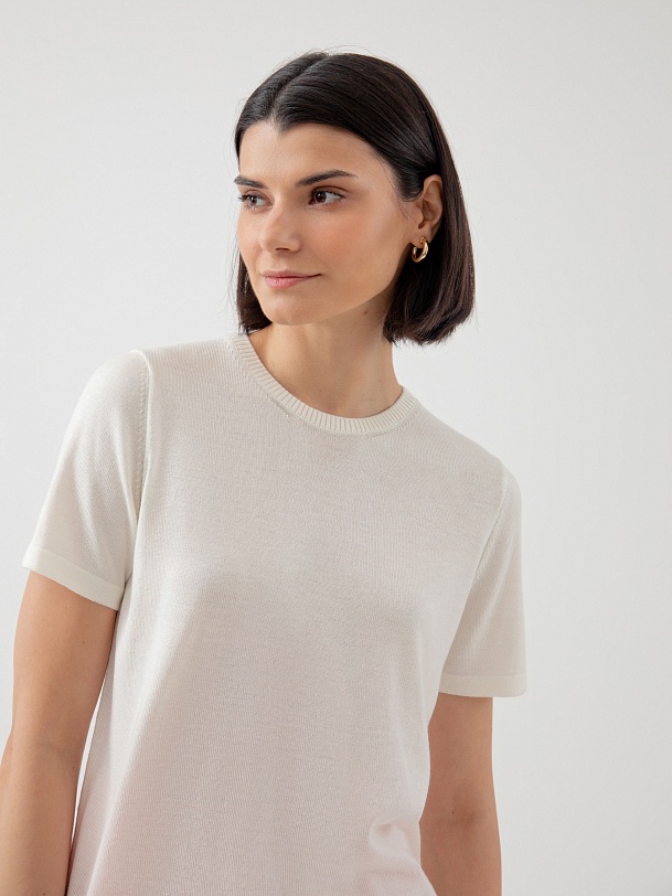 Джемпер из вязаного трикотажа с коротким рукавом