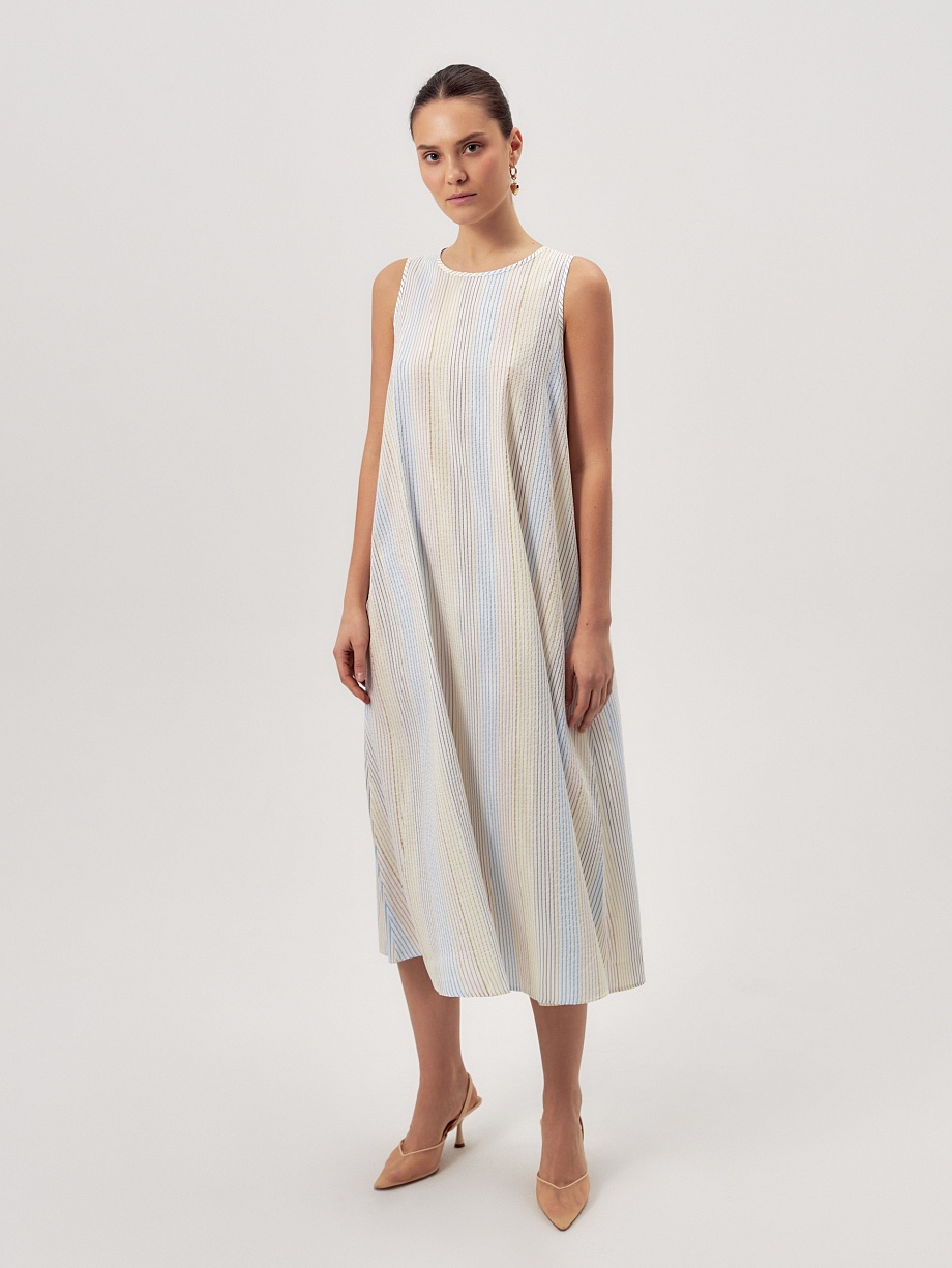 Летнее платье миди в полоску