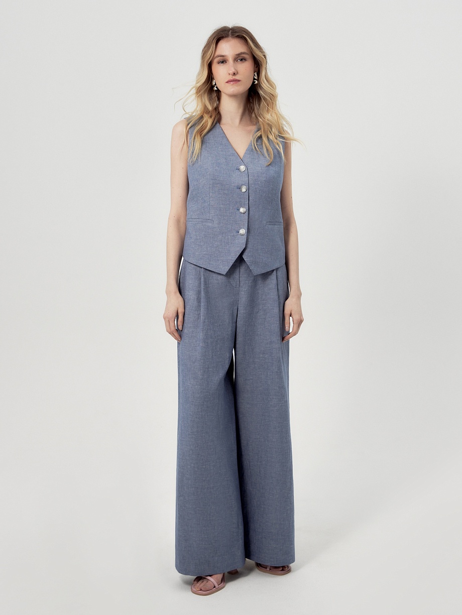 Прямой жилет из хлопка и льна